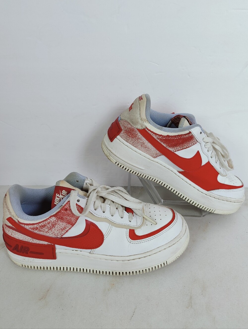Nike Women's Air Force 1 Low Shadow 'Red Cracked Leather' Sneakers, 7.5